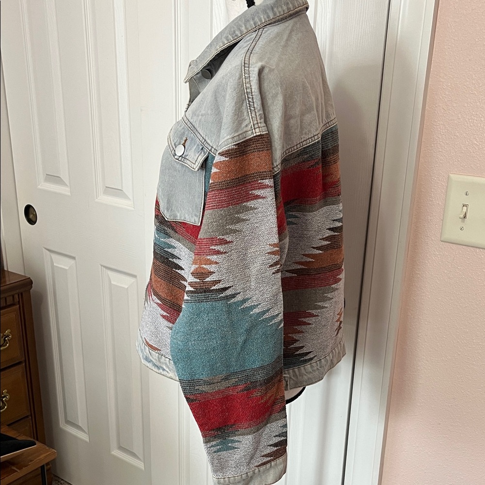 Aztec Patterned Denim Jacket - Picture 3 of 6